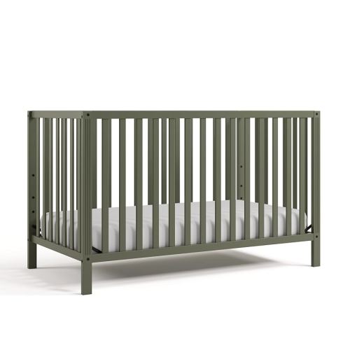 Storkcraft Morningside 5-in-1 Convertible Crib (Olive) – GREENGUARD Gold Certified, Fits Standard Crib Mattress, Converts to Toddler Bed, Daybed and Full Bed, 4 Adjustable Mattress Heights