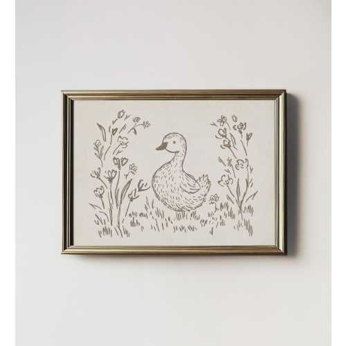Duck Nursery Art Print, Farm Animal Neutral Minimalist Kids Wall Decor Digital PRINTABLE Download, Wall Art, North Prints SK1-104