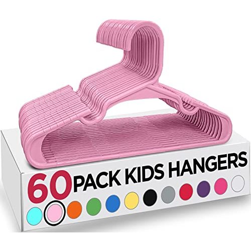 Utopia Home 60 Pack Kids Hangers - 11.5 Inch Plastic Baby Hangers for Closet - Childrens Hanger for Clothes & Infant Hanger for Closet - for Everyday Standard Use (Baby Pink)