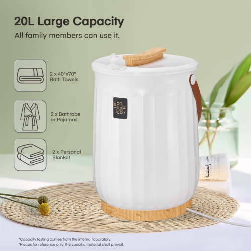 FOHERE 20L Bathroom Towel Warmer Bucket with Fragrance Holder & LED Display White