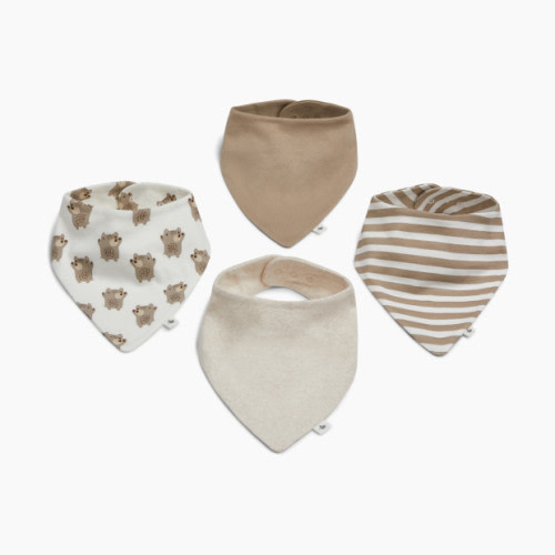 Small Story Solid Bandana Bib 4 Pack - Neutral Bears