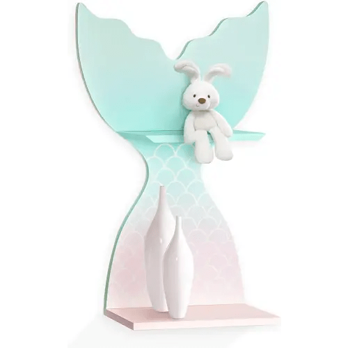 Mermaid Wall Decor Shelf - Sweet and Stylish Mermaid Room Decor for Girls Bedroom - Free Standing or Hanging - Kids Shelves Mermaid Decor Nursery Gift - Mermaid Bathroom Decor