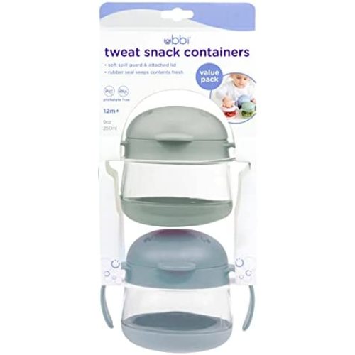 Ubbi Tweat No Spill Snack Container for Kids, BPA-Free, Toddler Snack Container, Sage & Blue