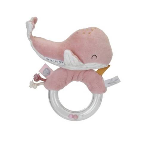 Little Dutch Ring Rattle in Whale - Ocean Pink