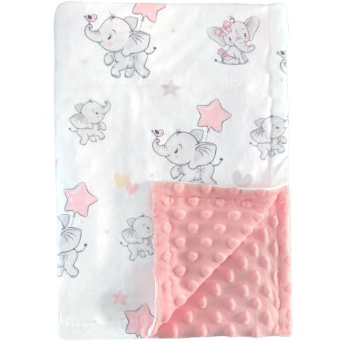 BUTTZO Baby Blanket for Boys Girls Double Layer Soft Plush Minky Blanket with Dotted Backing, Toddler Baby Newborn Blanket Shower Gifts (Elephant, 30 X 40 inch)