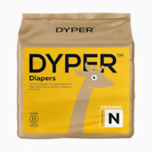 DYPER - Newborn Diapers Size 0 (34Count) - Plant Based Disposable Diapers for Day and Overnight Premium Leak Protection, Skin-Friendly Comfort with Soft Baby Diapers (>10 lbs)
