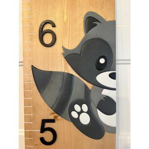 Growth Chart - Woodland Animals - Raccoon- Deer - Fox - Ruler - Nursery Decor