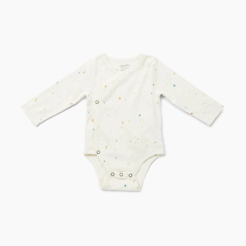 Pehr Long Sleeve Wrap Front One-Piece - Celestial, 0-3 M