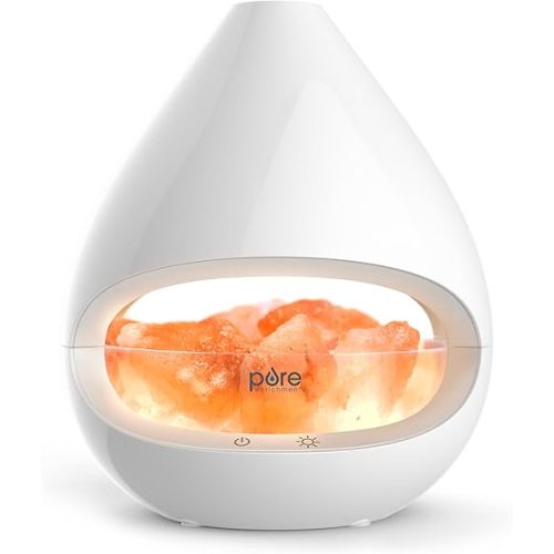 Pure Enrichment PureGlow Crystal - 2-in-1 Himalayan Salt Lamp & Ultrasonic Essential Oil Diffuser, Original Salt Therapy Lamp, 100% Pure Himalayan Salt, Ambient Glow, 160 mL 16-Hour Tank (White)