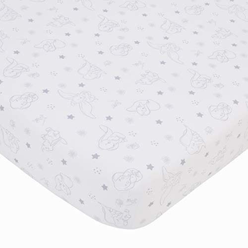 Disney Dumbo - Shine Bright Little Star Gray and White Fitted Crib Sheet