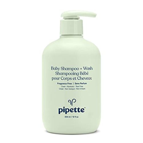 Pipette Baby Shampoo and Body Wash - Fragrance Free, Tear-Free Bath Time, Hypoallergenic, Moisturizing Plant-Derived Squalane, New Formula, 11.8 fl oz - Unscented - 11.8 Fl Oz (Pack of 1)