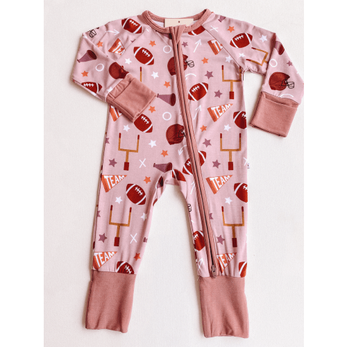game day bamboo romper - pink