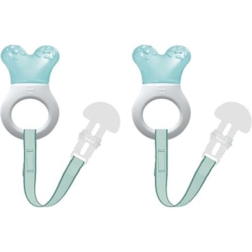 MAM Mini Cooler Teether with Clip, 2 Count - Blue