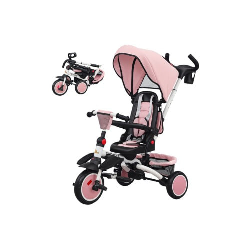 Kids Tricycle with Adjustable Push Handle and Removable Canopy