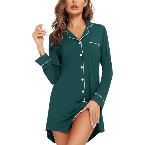 Leikar Maternity Nightgown For Women Nursing Pajamas Long Sleeve Sleepshirt