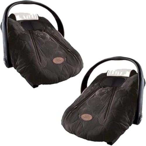 CozyBaby Cozy Cover Insulated Car Seat Cover, Quilted Polyester Infant Car Seat Cover, Dual Zipper Car Seat Cover Baby with Face Shield, Black