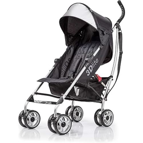 Summer Infant 3Dlite Convenience Stroller, Black – Lightweight, with Aluminum Frame, Large Seat Area, Mesh Siding, 4 Position Recline, Extra Large Storage Basket – for Travel