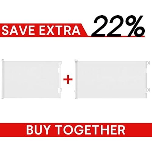 Cumbor 55" White Retractable Baby Gate for Stairs & Cumbor 76" White Retractable Baby Gate for Stairs, Wide Safety Gates for Kids or Pets, Child Gate for Doorways, Hallways, Indoor, Outdoor…