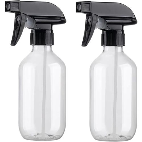 Plastic Spray Bottles Clear and Brown Refillable Container Empty Spray Bottle 10oz/300ml Adjustable Head Sprayer and Stream for Cleaning Products, Plants, Pet, Hair