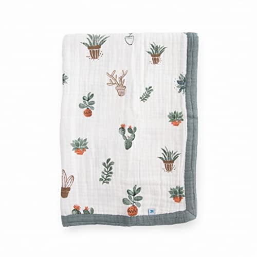 Little Unicorn Prickle Pots Cotton Muslin Quilt Receiving Blanket | 100% Cotton | Super Soft | Babies and Toddlers | 30” x 40” | Machine Washable