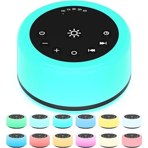 Soother Sleep Sound Machine Night Light White Noise Machine with 30 Soothing Sounds & 12 Color Night Lights for Baby Kids Adults Brown Noise Machine with Timer & Continuous Play for Home Travel Office
