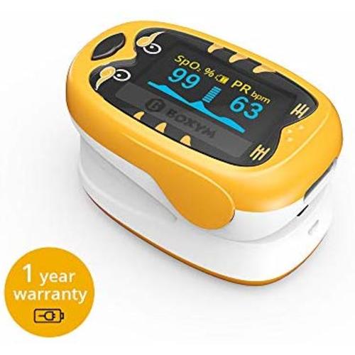 Children Fingertip Pulse Oximeter Pediatric Blood Oxygen Saturation Monitor with Rechargeable Lithium Battery for Child Kids Baby BOXYM oKids