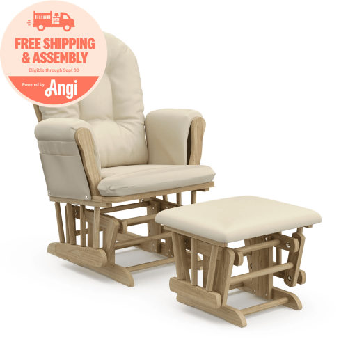 Storkcraft Hoop Infant Nursery Glider and Ottoman, Natural with Beige