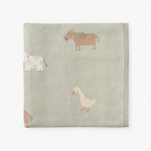 On the Farm Knit Blanket SAGE / 30X40