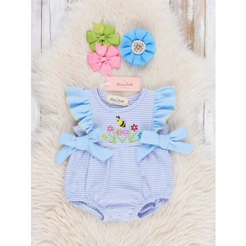 Marie Nicole- Striped Busy Bee Ruffle Bubble
