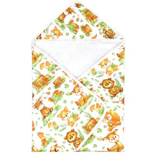 Kloud Bambu Baby Hooded Towel, Double Layers, Buttery Soft Super Absorbent Large Fits up to Toddler 3, Woodland Print