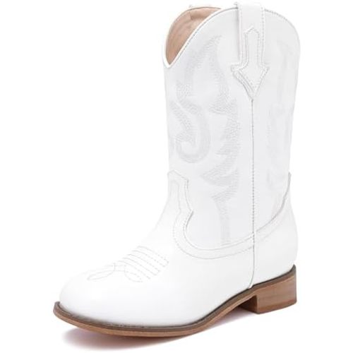 Girls Cowgirl Boots Unisex-Child Mid Calf Glitter Toddler Cowboy Boot Little Big Kids Western Riding Shoes