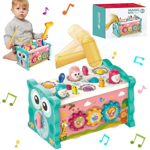 Suorfoxs Hammering Pounding Baby Toys, 3 in 1 Montessori Learning Set