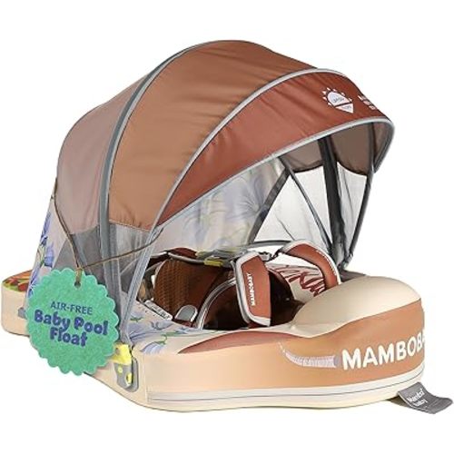 MAMBOBABYFLOAT Sunny Navigator Baby Pool Float with Canopy — Safe, Comfortable, Adjustable Axolotl Pool Float w/Sun Protection, Air-Free Foam Technology, 5-Way Buckle System