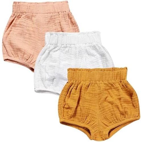 3PC Shorts Set Newborn Baby Girls Boys Pants Cotton Linen Blend Cute Floral Bloomers Triangle Shorts