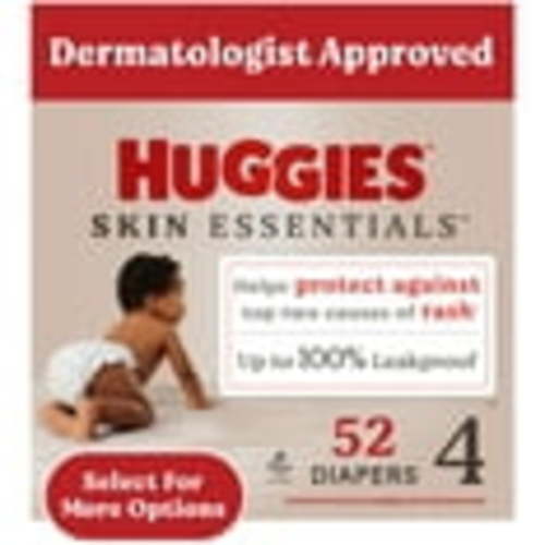 Huggies Skin Essentials Baby Diapers for Sensitive Skin, Size 4 (22-37 lbs), 52 Ct (Select for More)