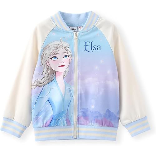 Disney Minnie Mickey Stitch Princess Frozen Elsa Jacket Lightweight Classic Zip up Color Block Sweatshirt Sizes 2-14 Years