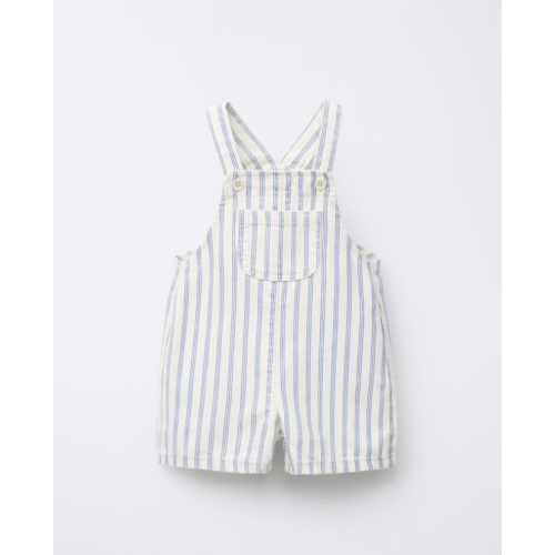 STRIPED TWILL OVERALL SHORTS - Ecru | ZARA United States