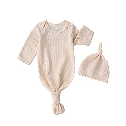 Twopumpkin Baby Girl Boy Coming Home Knotted Gown Unisex Newborn Infant Sleep Onesie Outfit Cute Baby Winter Pajamas