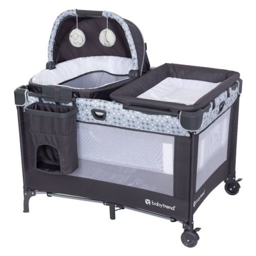 Baby Trend Nursery Den Playard With Rocking Cradle - Daisy Pink