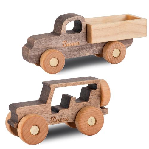 Personalized Wooden Toy Cars Set, Toddler Toy Gift for Boys, 1st Birthday, Baby Boy Gift, Baby Wooden Sensory Toys, Christmas Gift for 2 Year Old