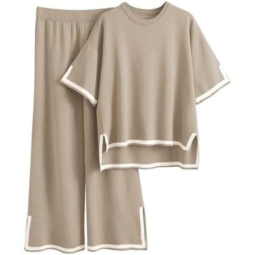 Imily Bela Womens Plus Size Lounge Sets 2 Piece Outfits Short Sleeve Pullover Tops Wide Leg Pants Summer Travel Outfits