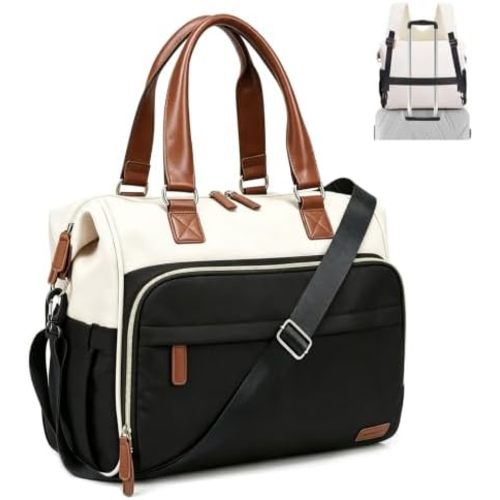 Diaper Bag Backpack Mommy Bag Large Capacity Diaper Backpack Travel Essential Baby Diaper Bag for Mom and Dad, Black (Black & Creamy-White)