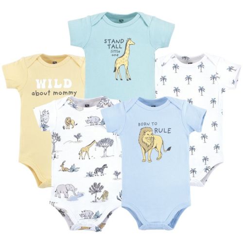 Hudson Baby Infant Boy Cotton Bodysuits, Boy Safari World, 0-3 Months