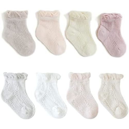 Toddler Socks Boys and Girls 8 Pack Cotton Baby Socks Cute Wrinkled 0-6 Months¡­