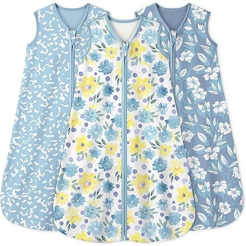 Yoofoss Baby Sleep Sack 0-6 Months 0.5 Tog Wearable Blanket for Baby, 3 Pack 100% Organic Cotton Infant Toddler Sleeping Sack 2-Way Zipper Lightweight Sleep Sack