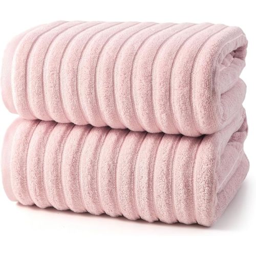 Large Cotton Bath Towels, 2 pack - (pink)
