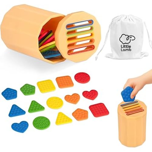 Color Sorting Montessori Toy for Toddlers 1-3 with Textured Sensory Tiles – Silicone Sensory Toys, Educational Preschool Toy for Fine Motor Skills, Learning & Restaurant Play for Boys and Girls