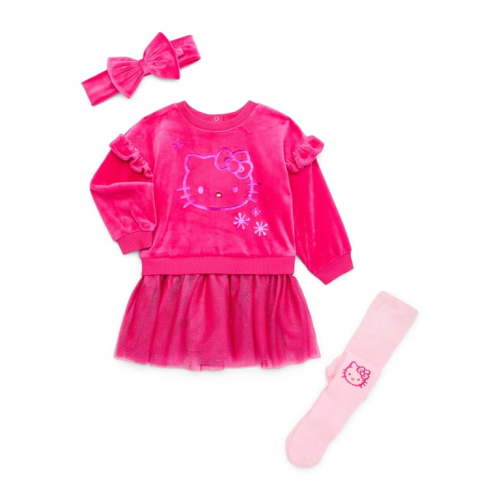 Character Baby Girls Dress Set with Tights and Matching Bow Headband, 3-Piece, Sizes 0/3 Months-24 Months