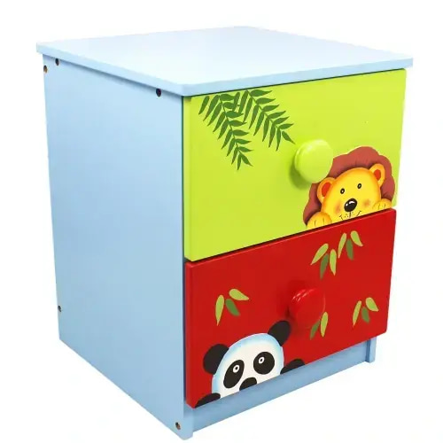 Fantasy Fields Wooden Sunny Safari Painted Night Stand with 2 Drawers, Multicolor -Final Sale