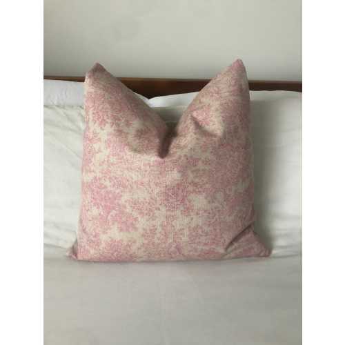French country pillow cover, vintage linen bedding, pink toile de jouy, french linen bedding, farmhouse decor, vintage decor, pink cushions